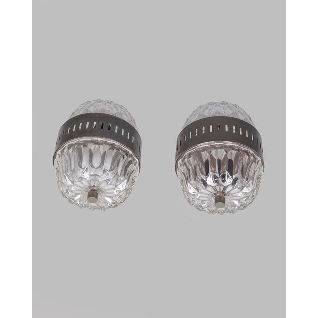 Mid-Century Modern Vintage Italian Wall Lights in Metal and Crystal, 1960s, Set of 2 For Sale - Image 3 of 11