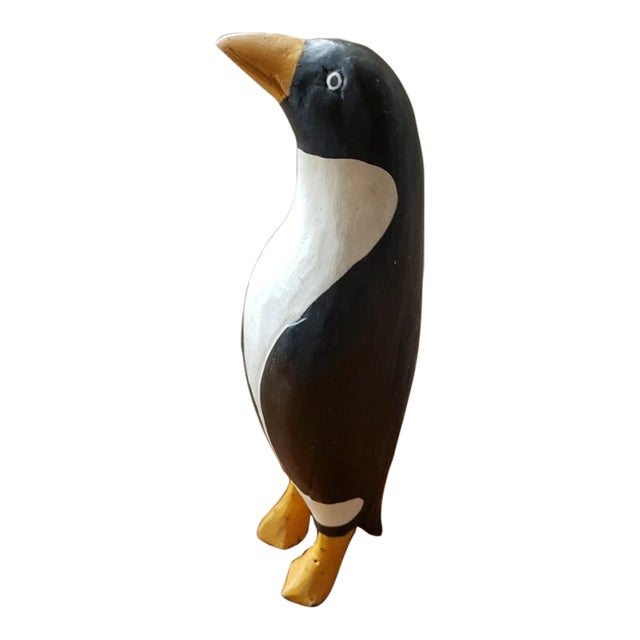 Vintage Hand Carved Wooden Penguin (#2) For Sale