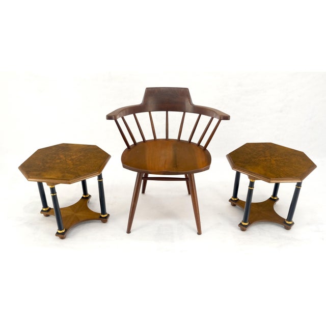 Neoclassical Pair of Baker Neoclassical Octagon Shape End Side Lamp Tables Stands MINT! For Sale - Image 3 of 12