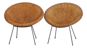 Wicker Seats with Iron Frame, 1950s