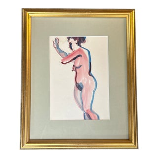 1970’s Original Abstract Female Nude Watercolor Painting For Sale