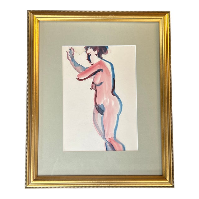 1970’s Original Abstract Female Nude Watercolor Painting For Sale