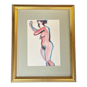 1970’s Original Abstract Female Nude Watercolor Painting