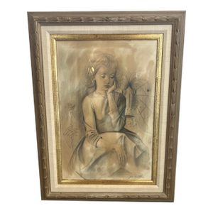 1970s Jean-Pierre Alaux Mythical Painting Young Lady and Surrealist Man