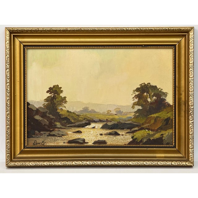 Vintage River Landscape Oil in English Countryside - 20th Century British Art 1973 For Sale - Image 6 of 14
