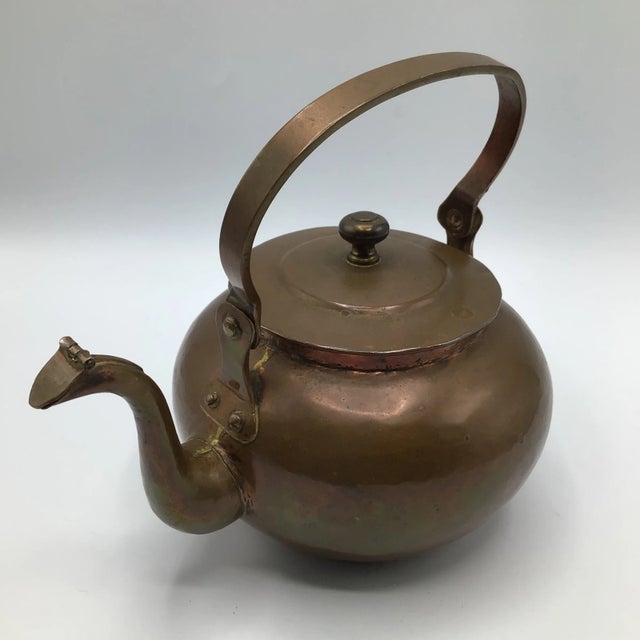 Metal Hand Hammered 1880's Copper Tea Pot For Sale - Image 7 of 13