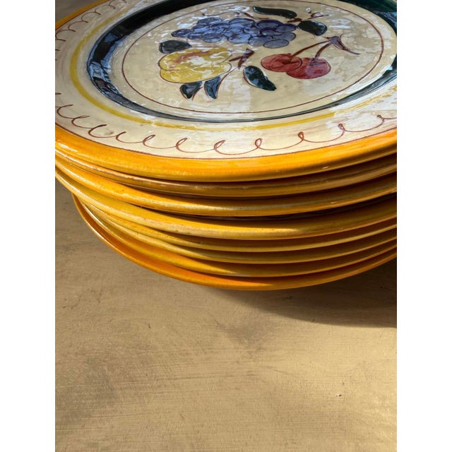 Vintage Stangl Terra Rose Fruit Dinner Plates 10 Inch Hand Painted Pottery - Set of 8 For Sale - Image 9 of 10