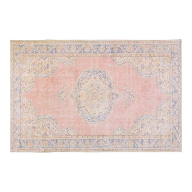 Vintage Turkish Anatolian Hand Knotted Wool Rug, 6'x9'5" For Sale