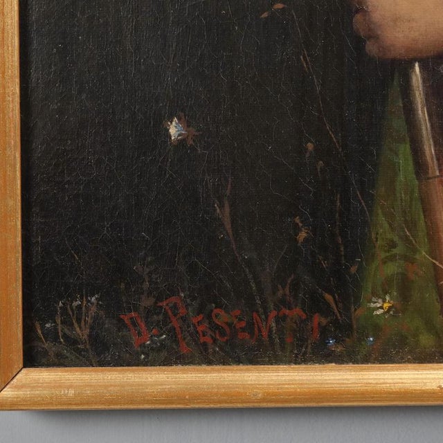 Domenico Pesenti, Portrait, Oil on Canvas, 19th Century For Sale - Image 8 of 12