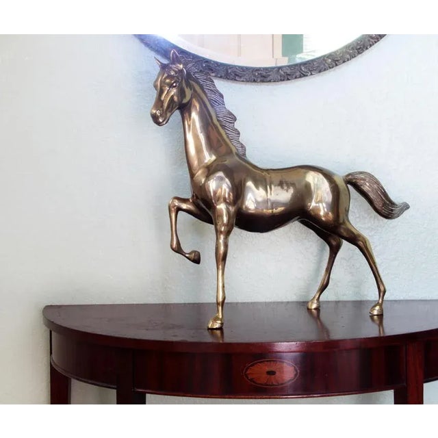 Metal 1970s Vintage Brass Horse For Sale - Image 7 of 7