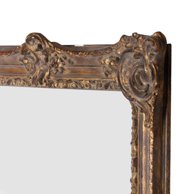 Rectangular Gold Hand Carved Wooden Mirror, Spain, 1970s For Sale - Image 4 of 6
