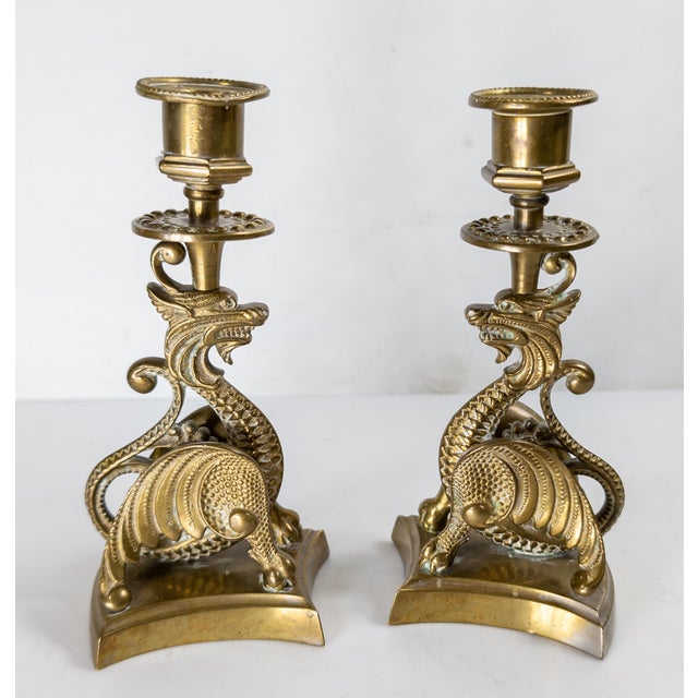 We are selling this great pair of detailed Continental European brass candlesticks. These Victorian period candle holders...