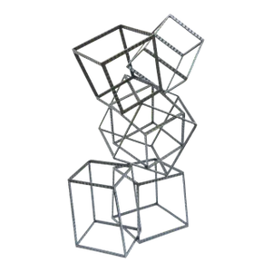 Monumental Steel Cube Stacked and Angled Sculpture