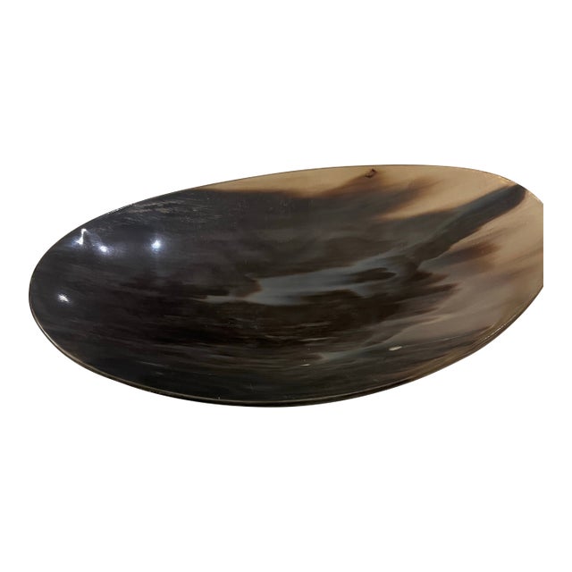1980s G. Lorenzi Milano Hand Carved Horn Trinket Tray For Sale