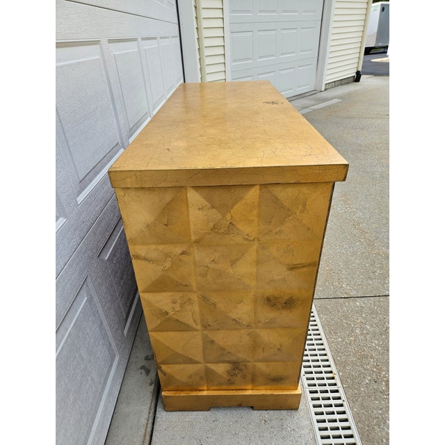 Baker Furniture Barbara Barry Diamond Gold Leaf Cabinet Credenza For Sale - Image 10 of 15