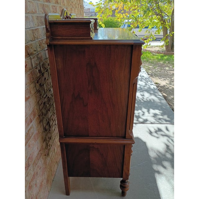 Antique Victorian Revival Chiffonier High Chest With Ornate Scrollwork, Circa 1910 For Sale - Image 10 of 17