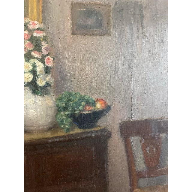 1930s 1930s Painting Scene "Parisian Interior" Signed Martin-Sauvaigo, France Oil Painting on Wood Panel For Sale - Image 5 of 12