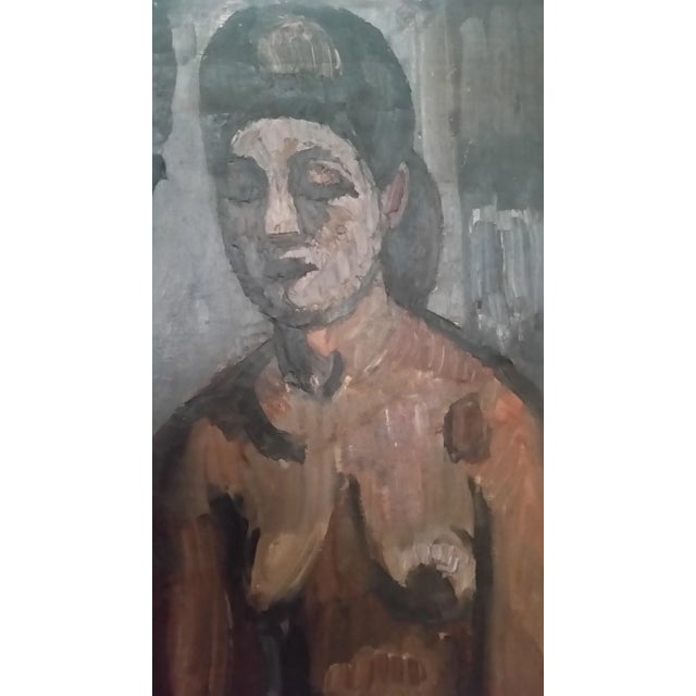 Figurative 1950s Vintage Signed Nude Oil on Canvas Painting, Unframed For Sale - Image 3 of 8