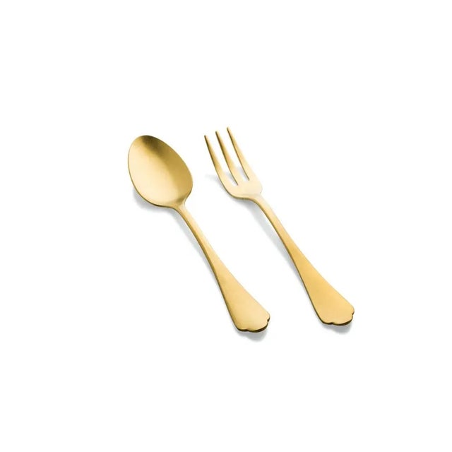 Contemporary Mepra Dolce Vita 2-Piece Serving Set (fork & Spoon), Pewter Oro For Sale - Image 3 of 3