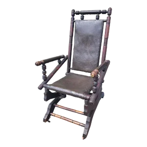 19Thc Platform Rocking Chair in Leather / Oil Cloth