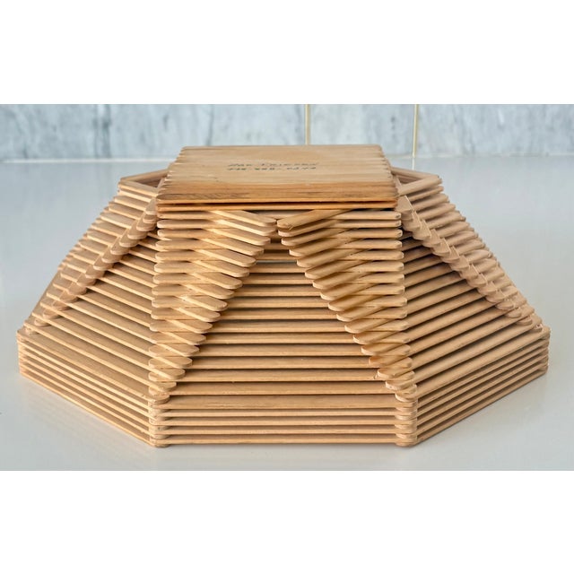 Late 20th Century Vintage Tramp Art Style Octagonal Popsicle Stick Catchall Bowl For Sale - Image 5 of 10