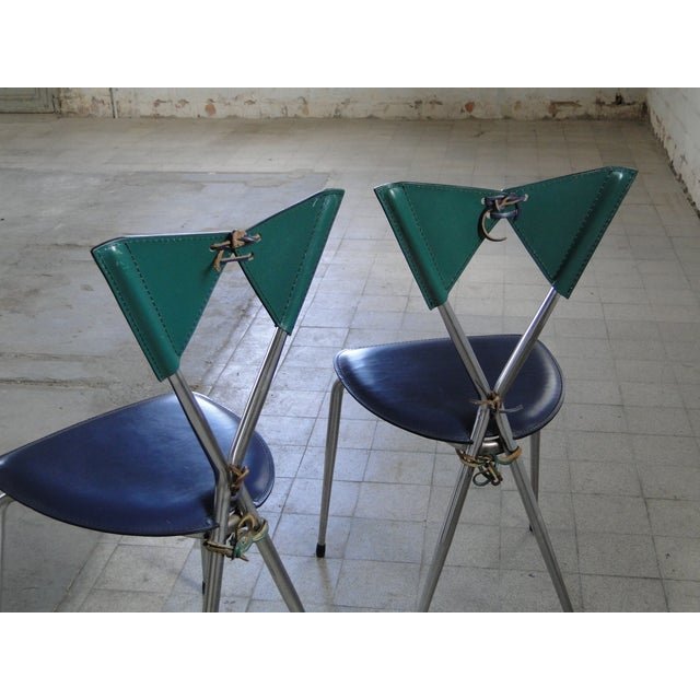 1980s Italian Butterfly Chair with Chromed Steel Tubing and Leather by Arrben, 1980s, Set of 2 For Sale - Image 5 of 18