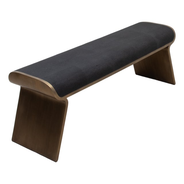 Shagreen Bench With Bronze Patina Brass Legs by Kifu Paris For Sale