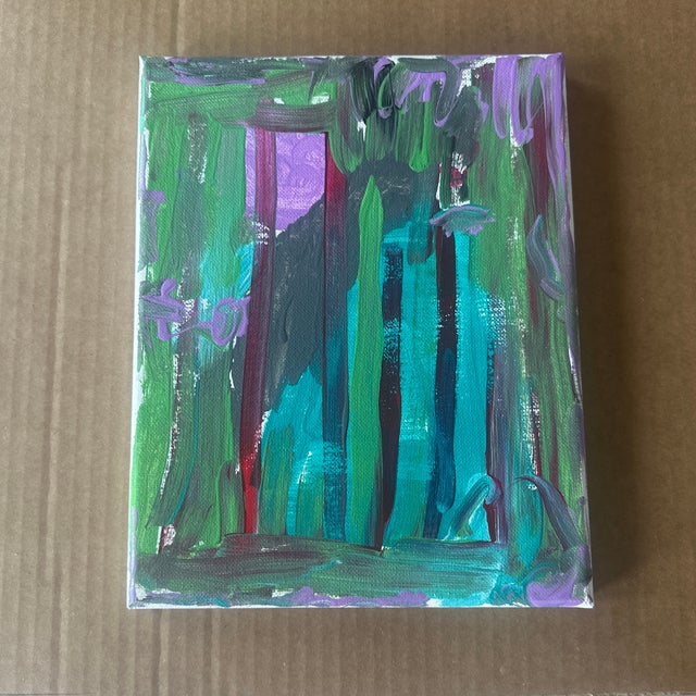 Artist collaboration. This abstract acrylic painting is a bold and expressive composition filled with dynamic brushstrokes...