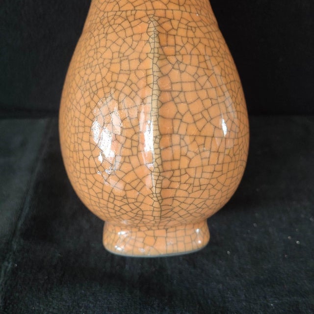 Ceramic Chinese Ceramic Vase,Ge Ware Brown Crackle Glaze Porcelain Double Ears Vase For Sale - Image 7 of 10