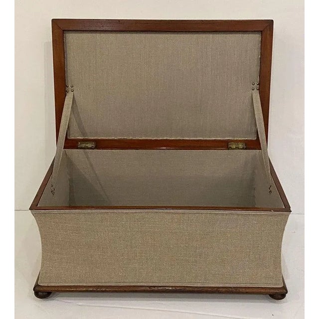 English English Upholstered Trunk or Pouffe Ottoman Seat on Casters For Sale - Image 3 of 13
