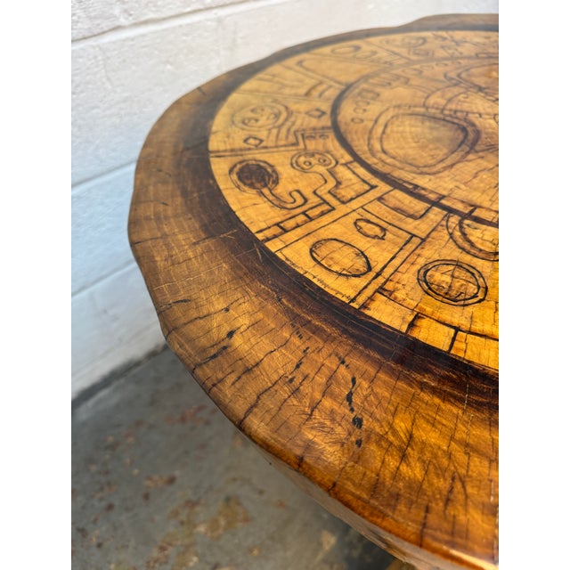 Vintage Hand Carved Wooden Aztec Accent Table For Sale - Image 9 of 12