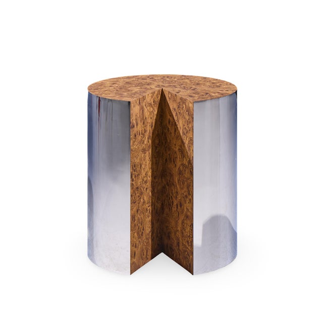 Leon Rosen Leon Rosen for Pace Style Mid Century Pac-Man Chrome Drum Tables - Pair For Sale - Image 4 of 11