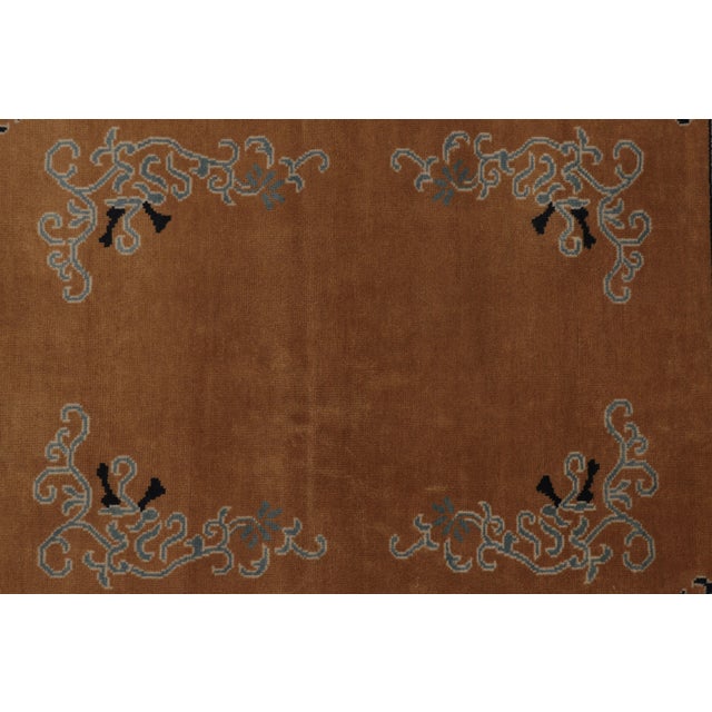 Rug & Kilim’s Chinese Art Deco Inspired Rug, Brown With Greek Key Border For Sale In New York - Image 6 of 8