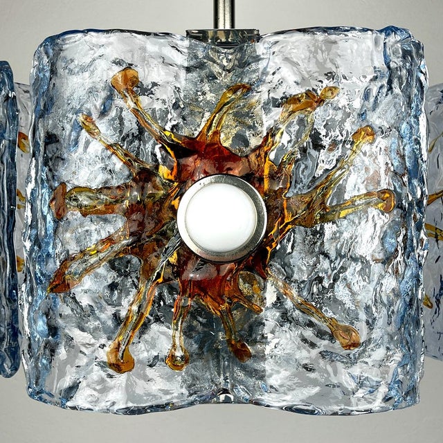 Mid-Century Ice Murano Glass Chandelier attributed to Toni Zuccheri for Mazzega, Italy, 1970s For Sale - Image 4 of 15