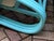 Mid-Century Bamboo Pretzel Sofa in Robin Egg Blue With New Restoration Hardware Outdoor Cushions for a Modern Appeal and Comfort. 3 Sections For Sale - Image 9 of 10