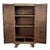 Vintage industrial solid iron safe cabinet. One of a kind with characteristic aged patina. Shelving inside with space...