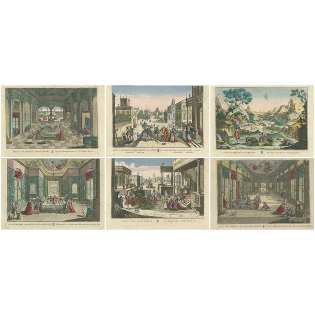 Cream Probst, Story of the Prodigal Son, Hand-Colored Prints, 1780, Set of 6 For Sale - Image 8 of 10