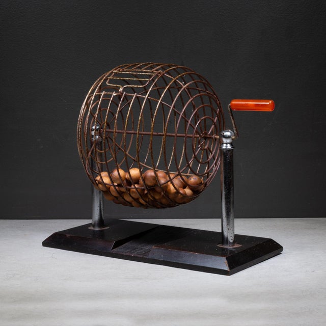 Vintage Bingo Cage With Bakelite Handle c.1930-1950 For Sale In San Francisco - Image 6 of 9