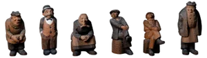 Northern Swedish Handmade Folk Art Wood Figurines, 1930s, Set of 6