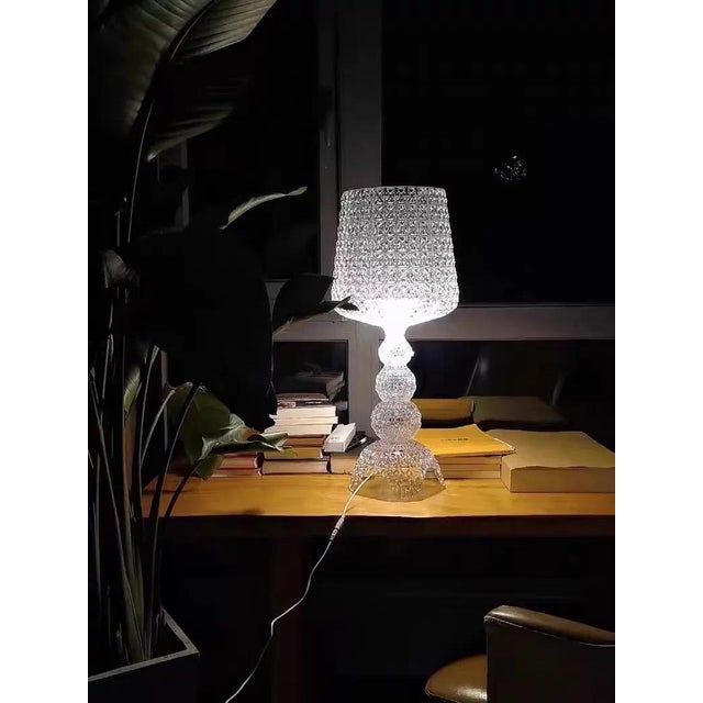 Art Deco Crystal Texture Glass Table Lamp For Sale - Image 3 of 4