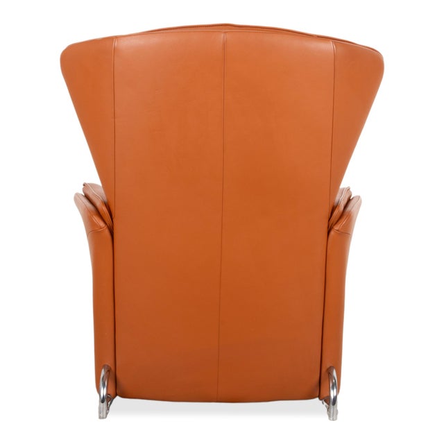 Unus Leather Chrome Armchair in Brown Cognac wirh Manual Function from FSM For Sale - Image 15 of 18