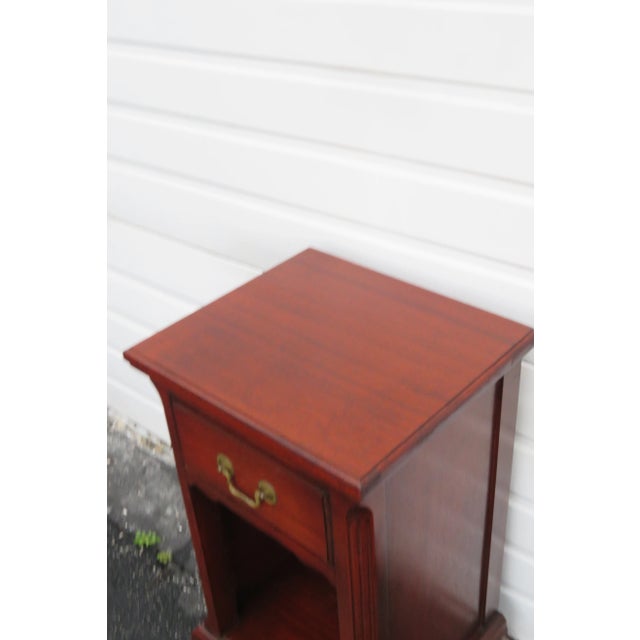 Brown Mahogany Tall Nightstand Side End Table For Sale - Image 8 of 13