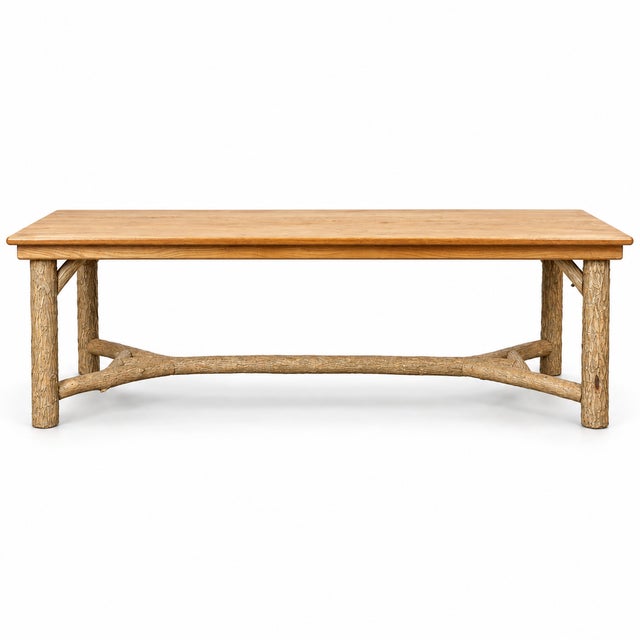 Wood Ralph Lauren Style Rustic Ranch Oak Farm Table Faux Bois Legs - La Lune Collection 98” For Sale - Image 7 of 10