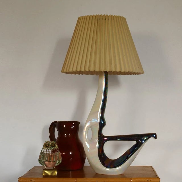 Vintage Iridescent Ceramic Lamp from Verceram For Sale - Image 4 of 18