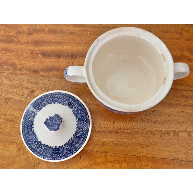 Vintage 20th Century Blue Willow Sugar Kitchen Canister Storage Jar With Lid For Sale - Image 6 of 9