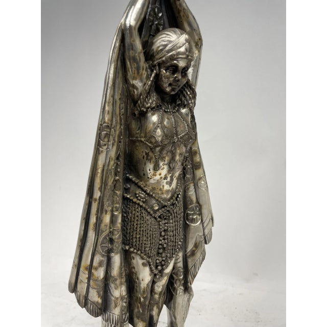 Wood Laminated Liberty Woman Statuette in Silver, 1920s For Sale - Image 7 of 12