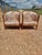 Classic pair of French Art Deco Solid Mahogany Barrel Back Club Chairs. The wood has been finished with a lustrous French...