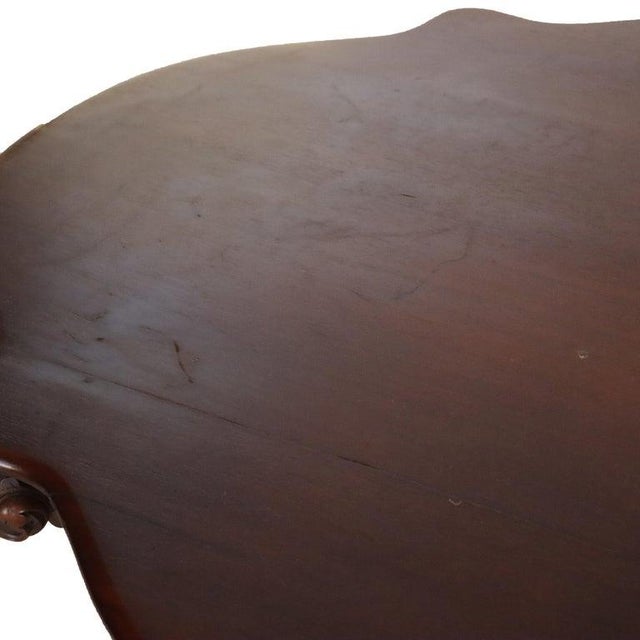 Brown Antique Rococo Carved Mahogany Turtle Top Center Table C1890 For Sale - Image 8 of 14