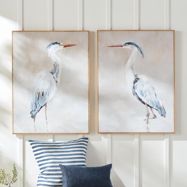 Kenneth Ludwig Chicago Heron Pair Hand-Embellished Giclees, Set Of 2 For Sale - Image 4 of 5