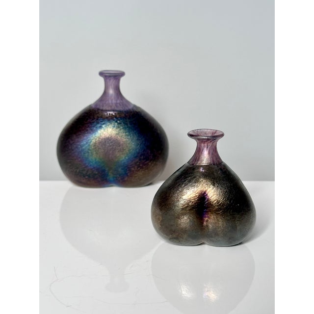 Brown Small Glass Art Vases by Bertil Vallien, Sweden, 1980s, Set of 2 For Sale - Image 8 of 18